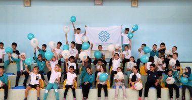 Children participate in an activity run by the Turkish Maarif Foundation, which teaches Turkish from preschool to high school to students in foreign countries, May 31, 2024. (AA Photo)