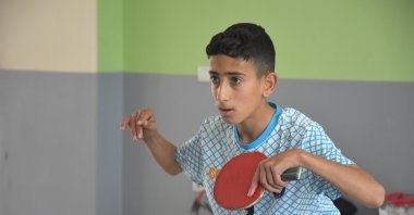 Turkish table tennis player Yusuf Meydan during a training session, Van, Türkiye, May 30, 2024. (AA Photo)