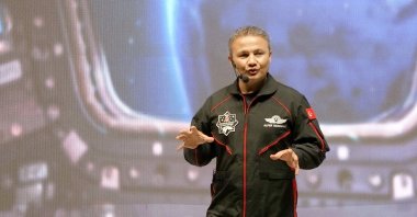 Alper Gezeravcı, Türkiye's first astronaut, speaks during an event in Trabzon, northern Türkiye, May 24, 2024. (DHA Photo)