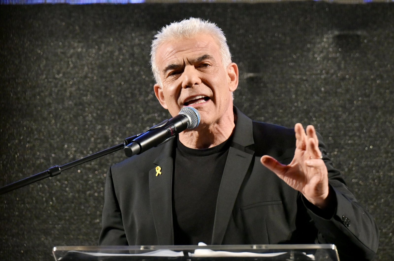 Israeli opposition leader Yair Lapid speaks at a protest in Tel Aviv, June 1, 2024. (AA Photo)