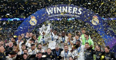 Real Madrid players celebrate winning the UEFA Champions League final match against Borussia Dortmund, London, U.K., June 1, 2024. (EPA Photo)