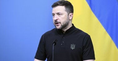 Ukrainian President Volodymyr Zelenskyy speaks during a press conference in Stockholm, Sweden, May 31, 2024. (AP Photo)