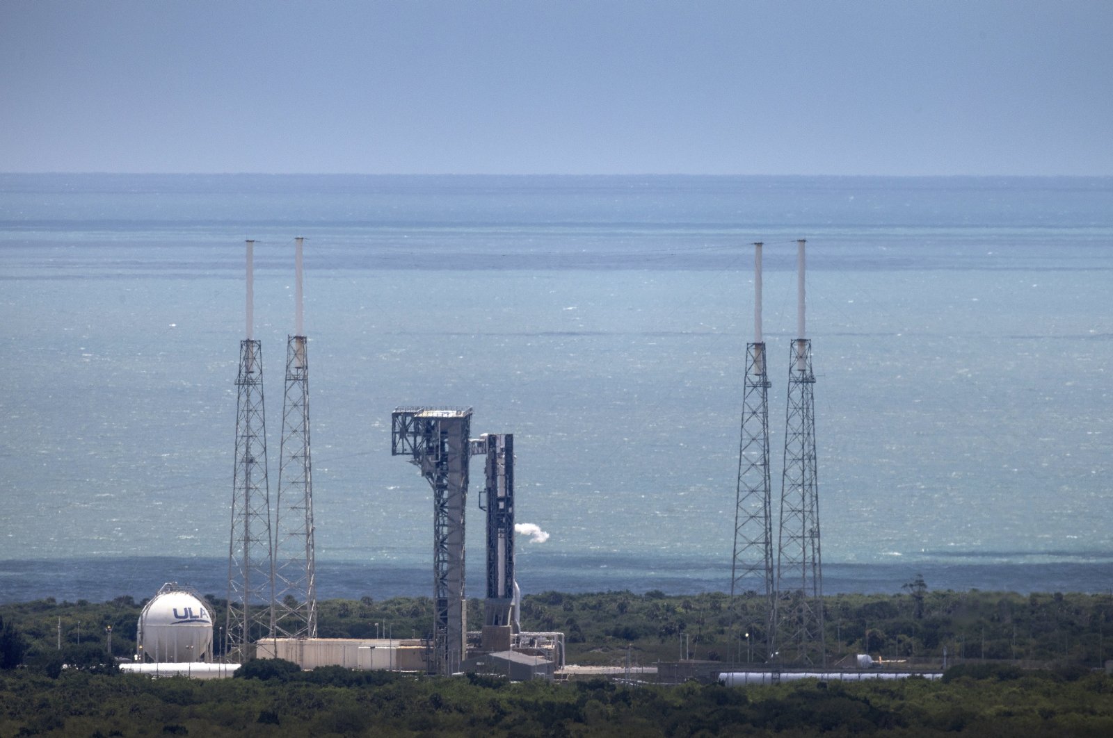NASA Boeing Crew Flight Test mission Starliner spacecraft, on a United Launch Alliance Atlas V rocket, is docked on the Space Launch Complex-41 as the launch was scrubbed minutes before the liftoff, in Cape Canaveral Space Force Station, Florida, U.S., June 1, 2024. (EPA Photo)