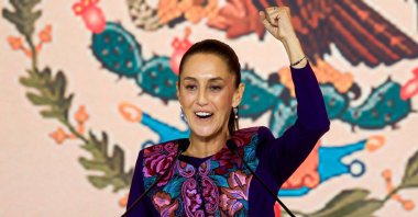 Claudia Sheinbaum, the presidential candidate of the ruling MORENA party, reacts as she addresses her supporters after winning the election, in Mexico City, Mexico, June 3, 2024. (Reuters Photo)
