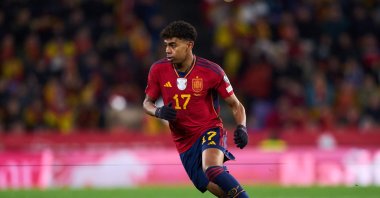 Lamine Yamal in action during the Euro 2024 qualifier match between Spain and Georgia, Jose Zorrilla, Valladolid, Spain, Nov. 19, 2023. (Getty Images Photo)