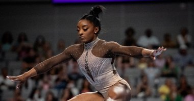 Gymnast Simone Biles competes on the beam during the final day of the 2024 U.S. Gymnastics Championships at Dickies Arena, Fort Worth, Texas, U.S., June 3, 2024. (Reuters Photo)