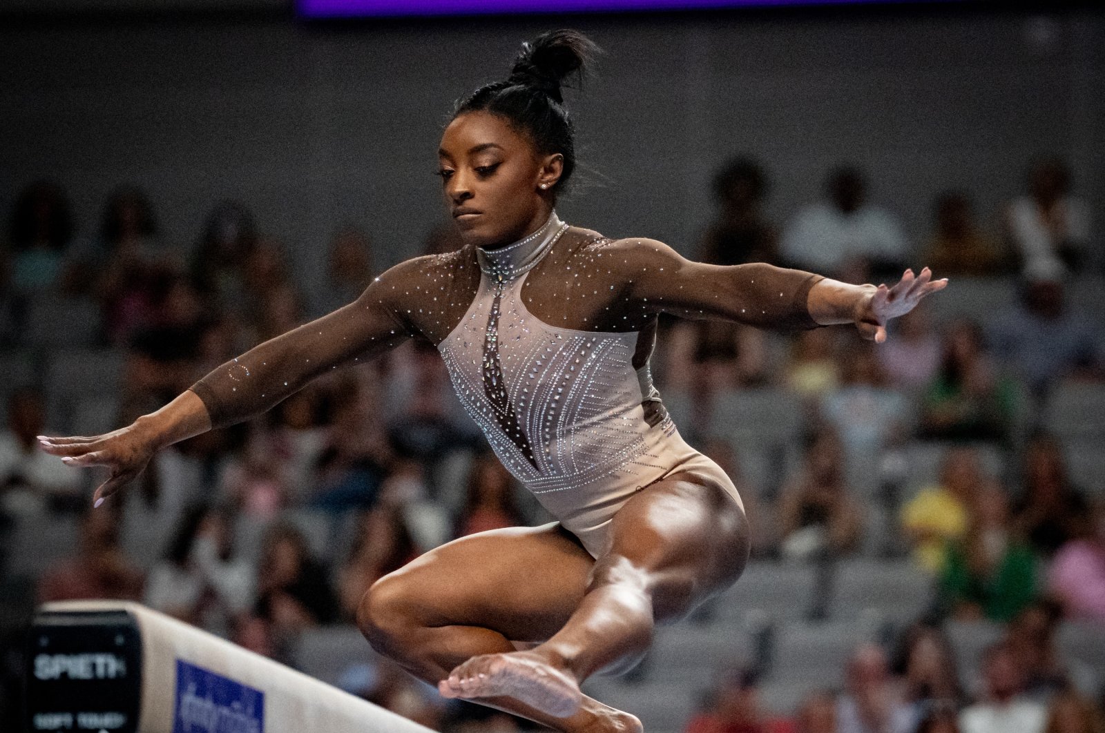 Gymnast Simone Biles competes on the beam during the final day of the 2024 U.S. Gymnastics Championships at Dickies Arena, Fort Worth, Texas, U.S., June 3, 2024. (Reuters Photo)