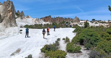 Some 115 mountaineers organized a trek on the Phrygian roads, Afyonkarahisar, Türkiye, June 4, 2024. (IHA Photos)