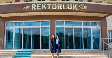 Mother Ayşe Naziker Karahan (L) and daughter Sena Karahan (R) celebrate their graduation, Bolu, Türkiye, June 4, 2024. (AA Photos)