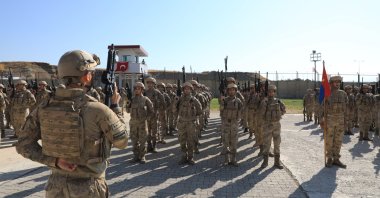 Turkish commandos attend a farewell ceremony before they leave for deployment in Syria, Bitlis, eastern Türkiye, Sept. 29, 2023. (DHA Photo)