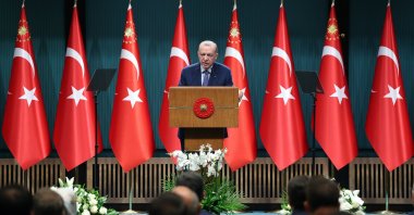 President Recep Tayyip Erdoğan speaks to reporters following a cabinet meeting in Ankara, Tuesday, June 4, 2024. (AA Photo)