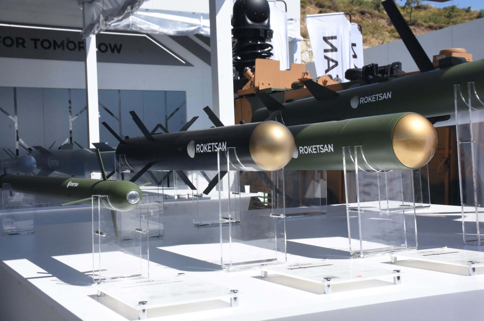 Products of Turkish defense company Rokestan are displayed during a major military exercise, Efes-2024, Izmir, western Türkiye, May 28, 2024. (DHA Photo)