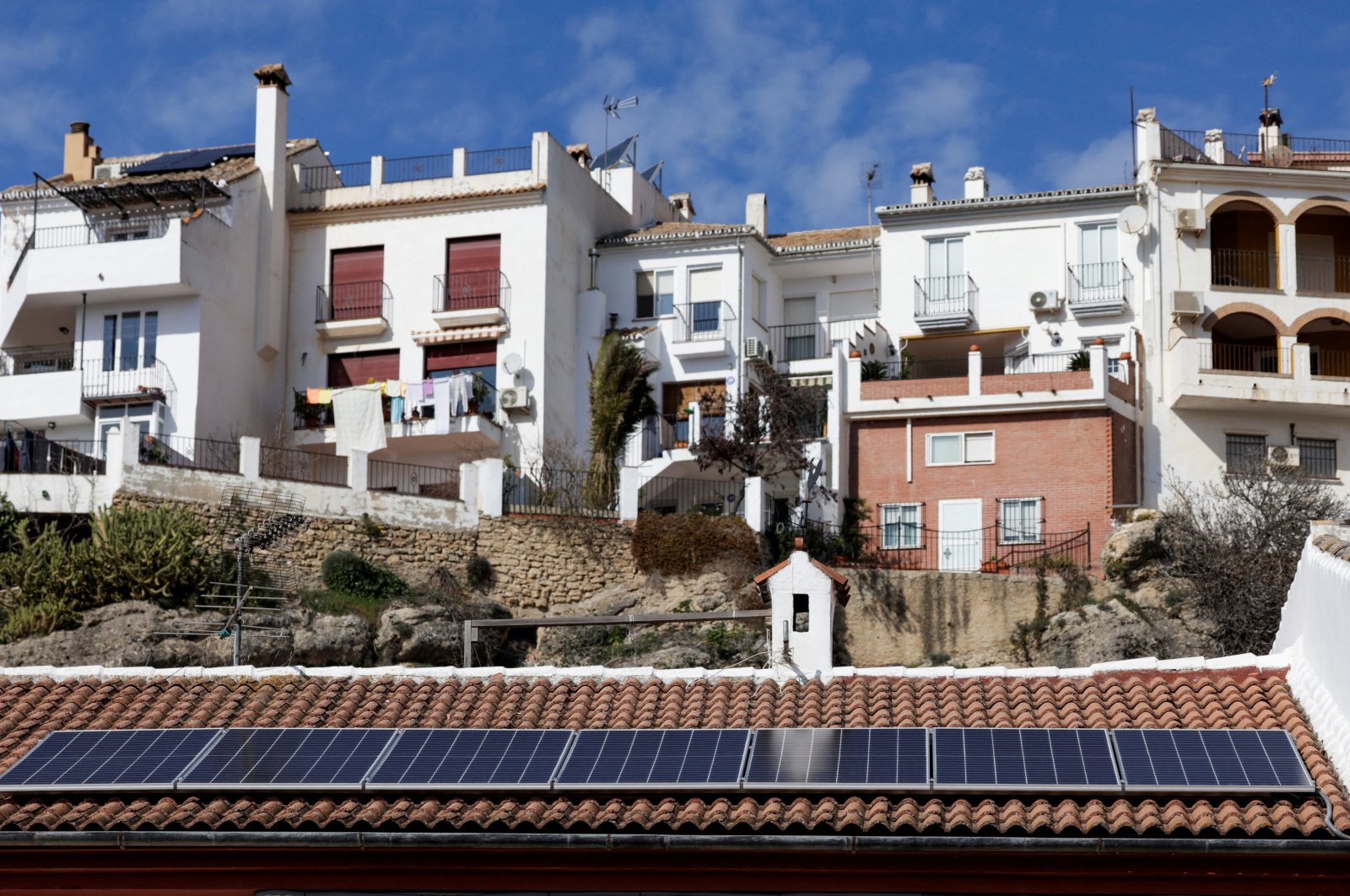 Solar panels are seen on the roof of a home in Ronda, Spain, Feb. 7, 2024. (Reuters Photo)