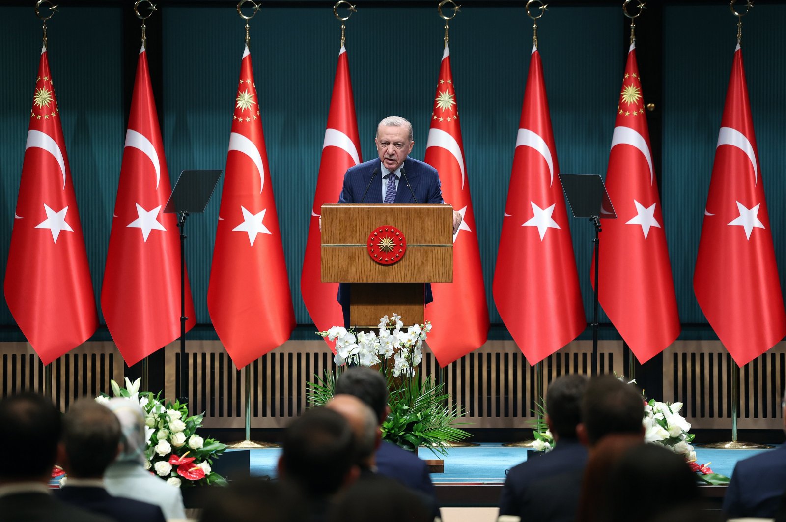 President Recep Tayyip Erdoğan speaks to reporters following a cabinet meeting in Ankara, Tuesday, June 4, 2024. (AA Photo)