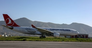 A Turkish Airlines plane arrives in Kabul after Turkish Airlines resumes operations, Kabul, Afghanistan, May 21, 2024. (EPA Photo)
