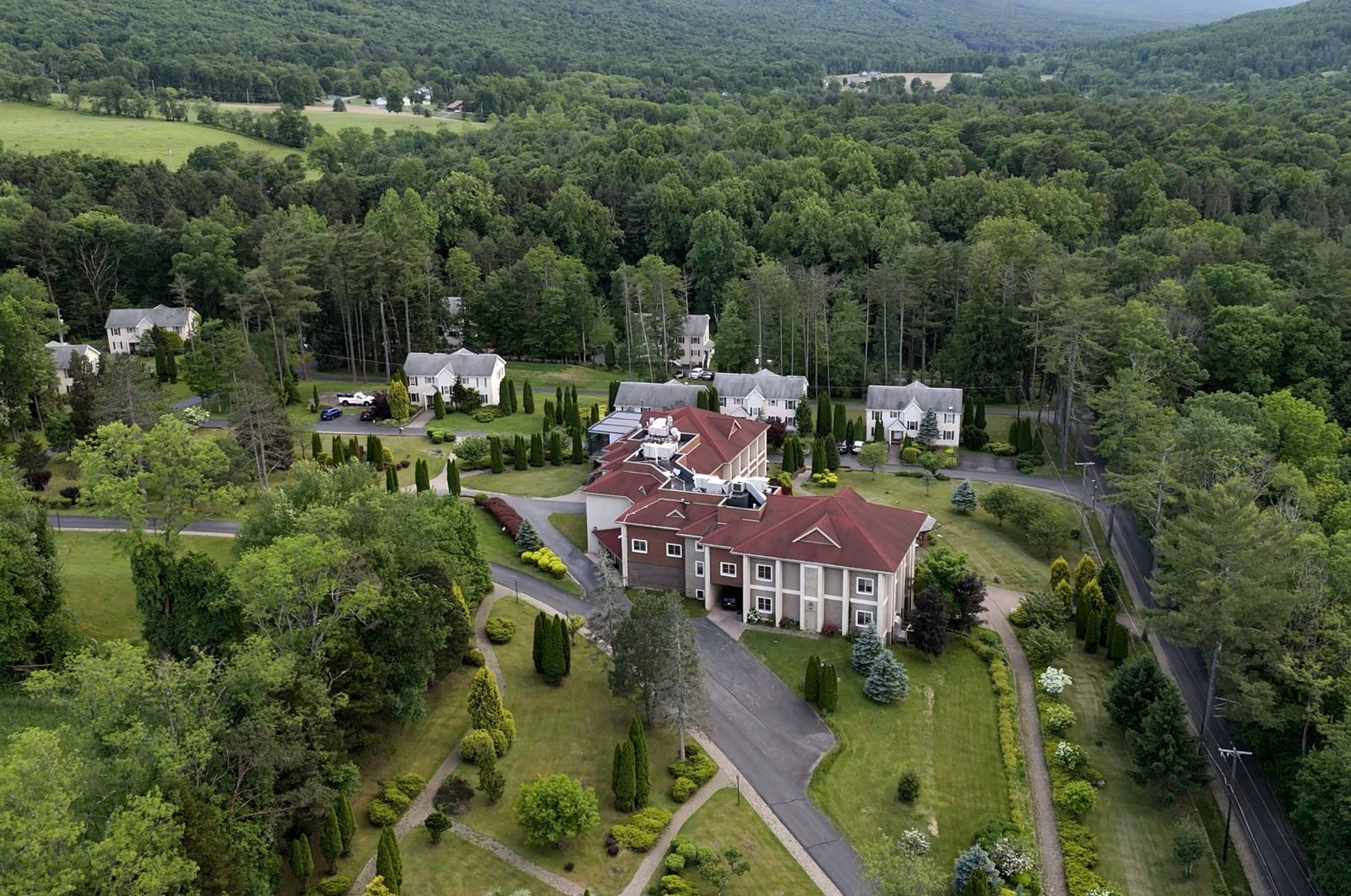 An aerial view of the Golden Generation Worship and Retreat Center where Gülenist Terror Group (FETÖ) leader Fetullah Gülen resides, Pennsylvania, U.S., May 31, 2024. (AA Photo)