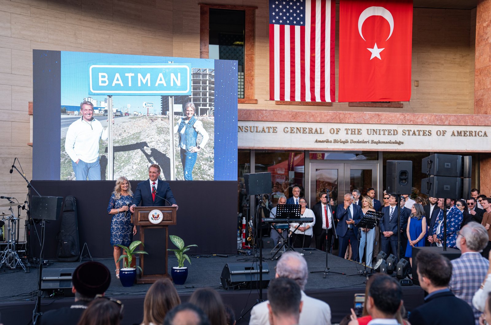 U.S. Ambassador to Türkiye Jeffry Flake speaks at the celebration held at the Consulate General in Istanbul, June 5, 2024. (AA Photo)