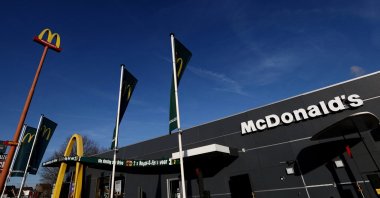 A sign for the U.S. fast food restaurant chain McDonald's is seen outside one of their restaurants in Sint-Pieters-Leeuw, near Brussels, Belgium, March 4, 2024. (Reuters Photo)