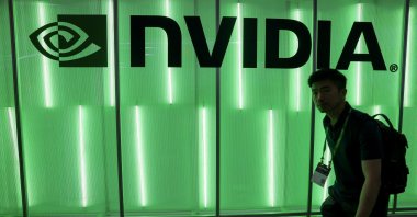 A person walks past a Nvidia logo at Computex in Taipei, Taiwan, June 5, 2024. (Reuters Photo)