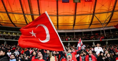 Fans of Türkiye celebrate their team prior to an international friendly match between Germany and Türkiye at Olympiastadion, Berlin, Germany, Nov. 18, 2023. (Getty Images Photo)