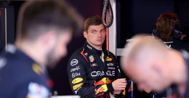 Red Bull Racing&#039;s Dutch driver Max Verstappen looks on from the pits during the qualifying session of the Formula One Monaco Grand Prix at the Circuit de Monaco, Monaco, May 25, 2024. (AFP Photo)