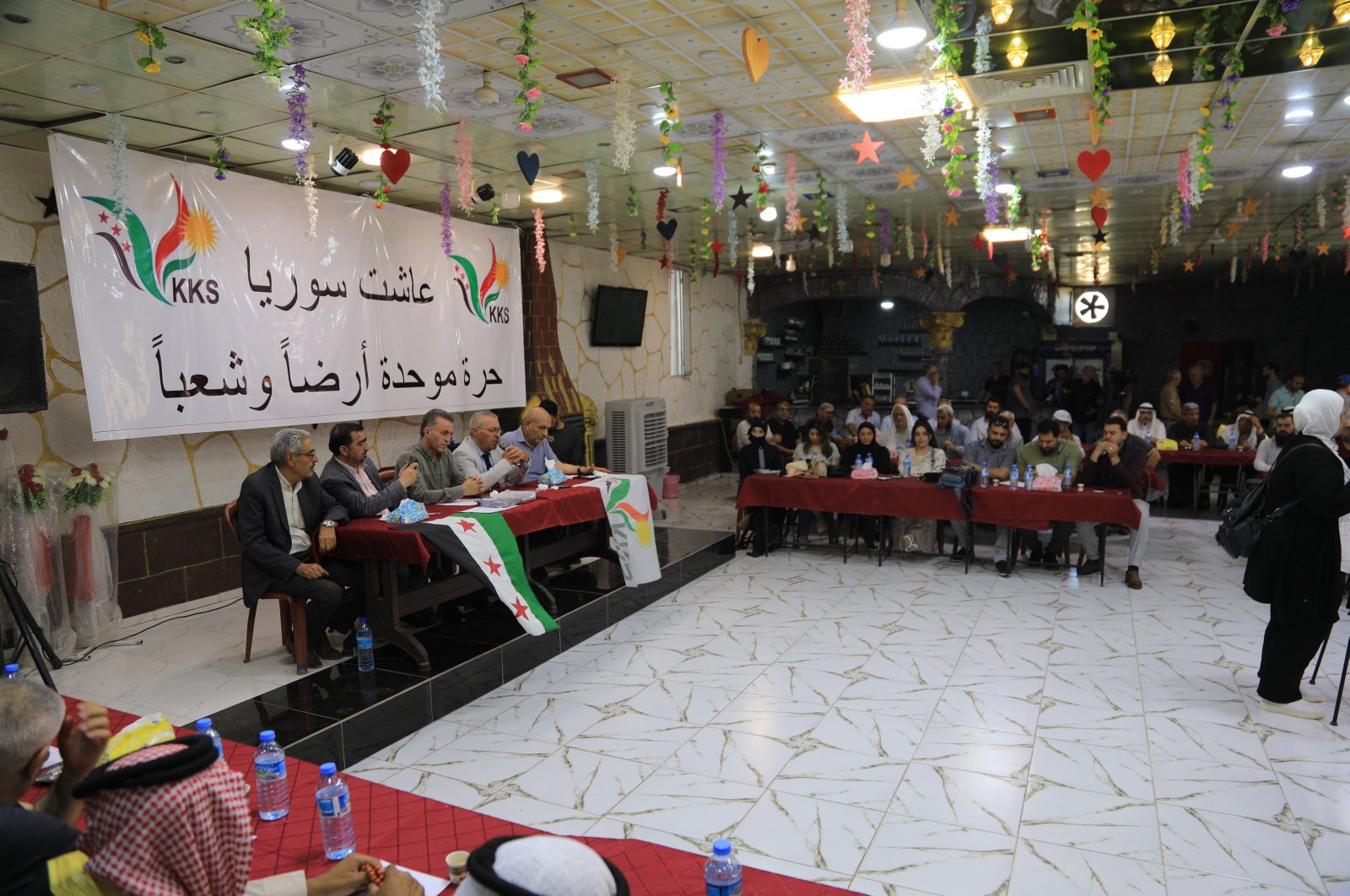 Participants atten the meeting of the Association of Independent Syrian Kurds (KKS), Afrin, Syria, June 5, 2024. (AA Photo)