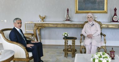 First lady Emine Erdoğan and Azerbaijan's Vice President Anar Alekberov hold meeting in Istanbul, June 7, 2024. (AA Photo)