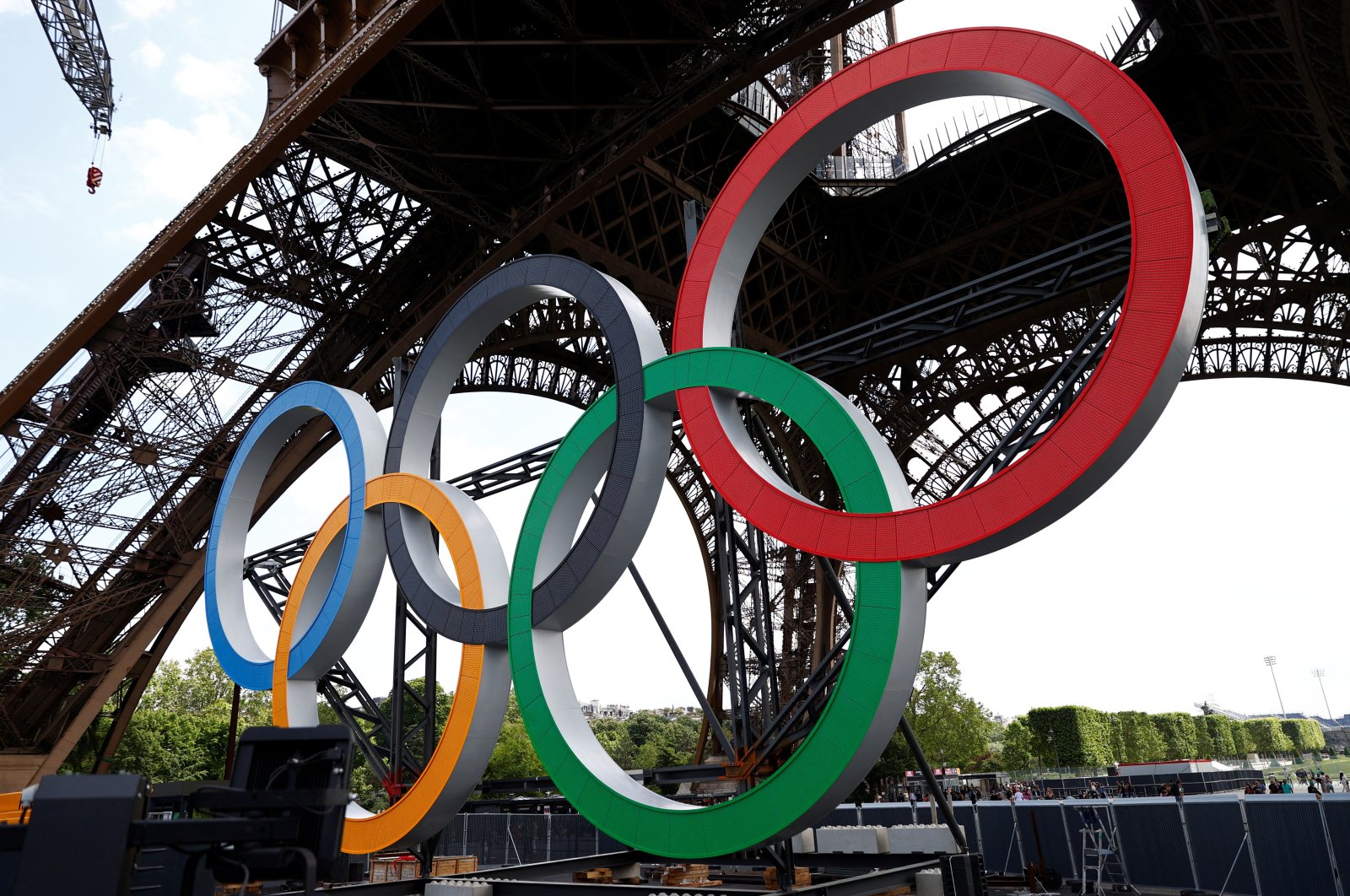 The Olympic rings are pictured under the Eiffel Tower ahead of the Paris 2024 Olympics, Paris, France, June 6, 2024. (Reuters Photo) 