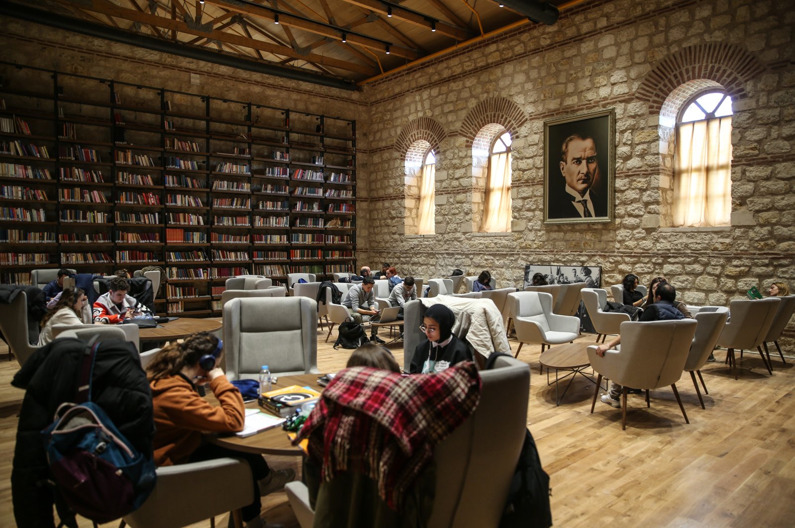 An interior view of Rami Library, which was previously a barracks, but then was converted into a library after a restoration work, Istanbul, Türkiye, Jan. 21, 2023. (Getty Images Photo)