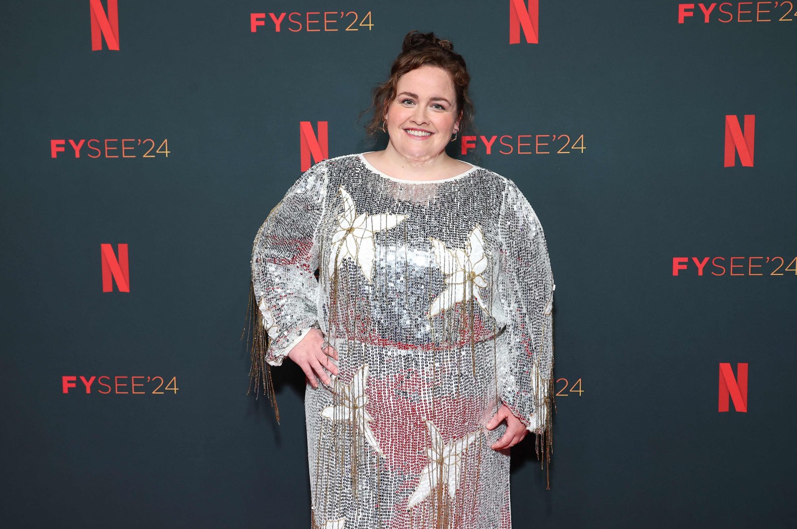 Jessica Gunning attends the Los Angeles Special Screening and Photo Call for Netflix&#039;s &quot;Baby Reindeer&quot; at FYSEE, Sunset Las Palmas Studios, Los Angeles, California, June 1, 2024. (AFP Photo)