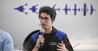 Türkiye&#039;s second astronaut, Tuva Cihangir Atasever, speaks during a news conference at Spaceport, New Mexico, U.S., June 8, 2024. (AA Photo)