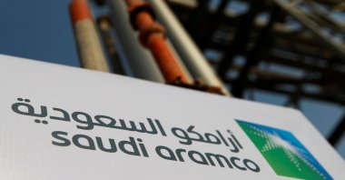 The Saudi Aramco logo is pictured at the oil facility in Abqaiq, Saudi Arabia, Oct. 12, 2019. (Reuters Photo)