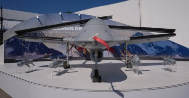 The Bayraktar TB3 unmanned combat aerial vehicle is displayed within the scope of major millitary exercise Efes-2024, Izmir, western Türkiye, May 28, 2024. (AA Photo)