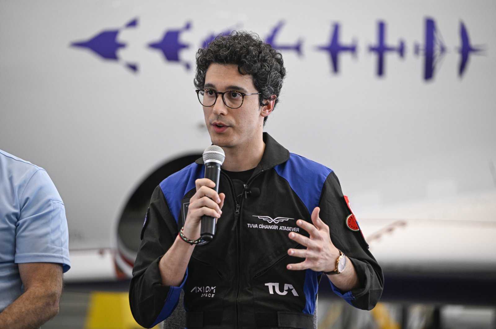 Türkiye&#039;s second astronaut, Tuva Cihangir Atasever, speaks during a news conference at Spaceport, New Mexico, U.S., June 8, 2024. (AA Photo)