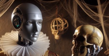Many companies are developing AI chatbots based on the digital footprints of the dead for us to interact with. (Photo generated by Bing AI)
