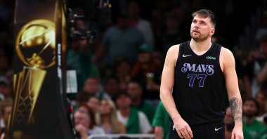Dallas Mavericks&#039; Luka Doncic looks on during the fourth quarter against the Boston Celtics in Game One of the 2024 NBA Finals at TD Garden, Boston, Massachusetts, U.S., June 06, 2024. (AFP Photo)
