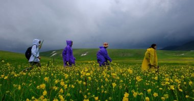 People gather on the Cami Yurdu Plateau, Gümüşhane, Türkiye, June 10, 2024. (IHA Photos)