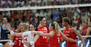 Turkish Sultans of the Net during the Volleyball Nations League against Italy, Antalya, Türkiye, May 18, 2024. (Getty Images Photo)