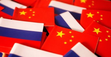 Flags of China and Russia are displayed in this illustration picture taken, March 24, 2022. (Reuters Photo)