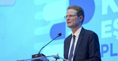 Nikolaus Meyer-Landrut, head of the EU delegation to Türkiye, speaks at an event, Ankara, Türkiye, May 29, 2024. (AA Photo)