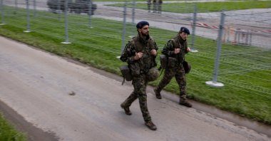 Swiss military personnel are pictured during a guided visit to the security zone of the June 15-16 peace summit for Ukraine, in Obburgen near Burgenstock, Switzerland, June 10, 2024. (Reuters Photo)