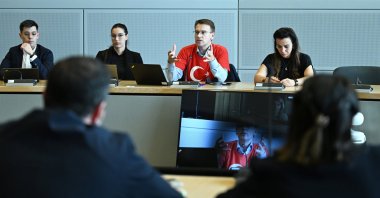 Lead Spokesperson for foreign affairs and security policy of the European Commission Peter Stano speaks to Turkish journalists in Brussels, June 10, 2024. (AA Photo)