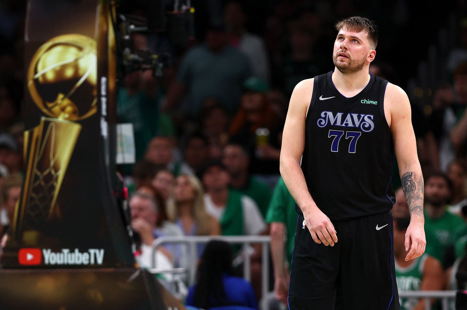 Dallas Mavericks&#039; Luka Doncic looks on during the fourth quarter against the Boston Celtics in Game One of the 2024 NBA Finals at TD Garden, Boston, Massachusetts, U.S., June 06, 2024. (AFP Photo)