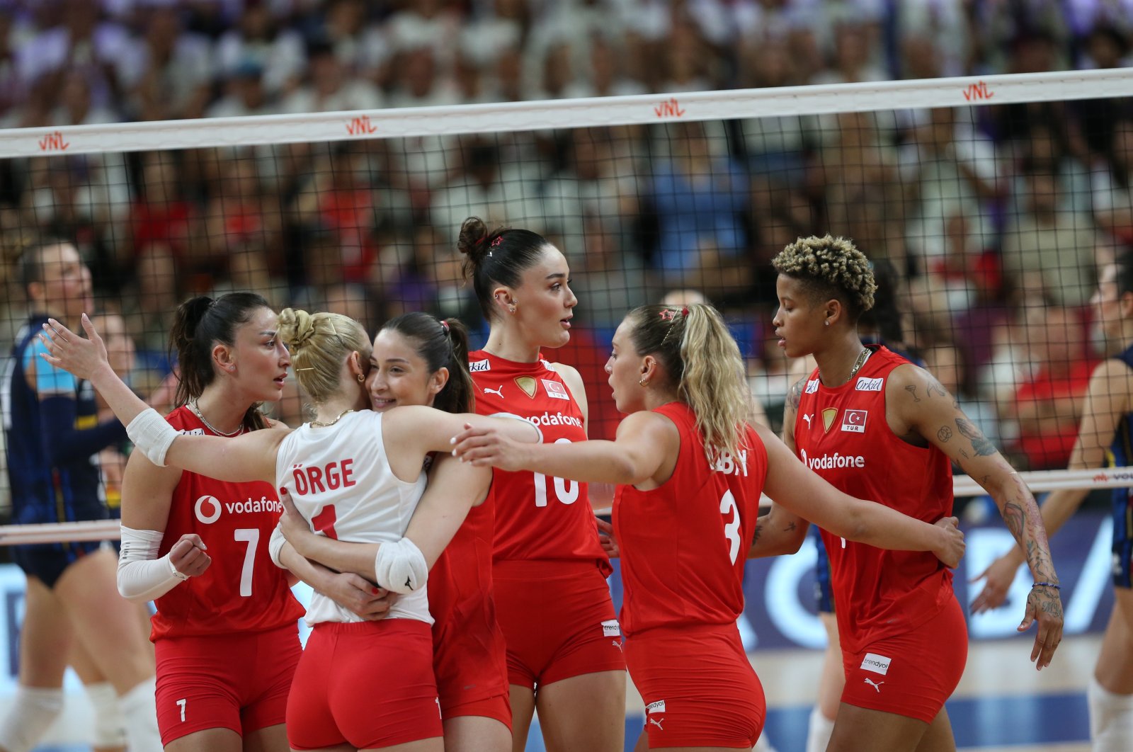 Turkish Sultans of the Net during the Volleyball Nations League against Italy, Antalya, Türkiye, May 18, 2024. (Getty Images Photo)