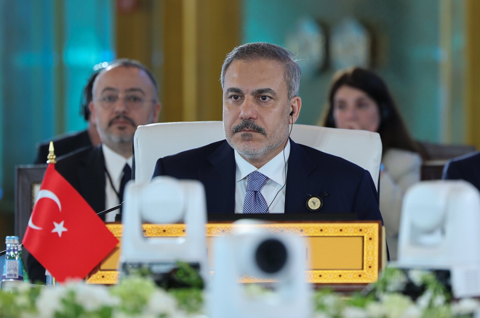 Foreign Minister Hakan Fidan attends the 6th Türkiye-Gulf Cooperation Council (GCC) High-Level Strategic Dialogue meeting of foreign ministers, Doha, Qatar, June 9, 2024. (AA Photo)