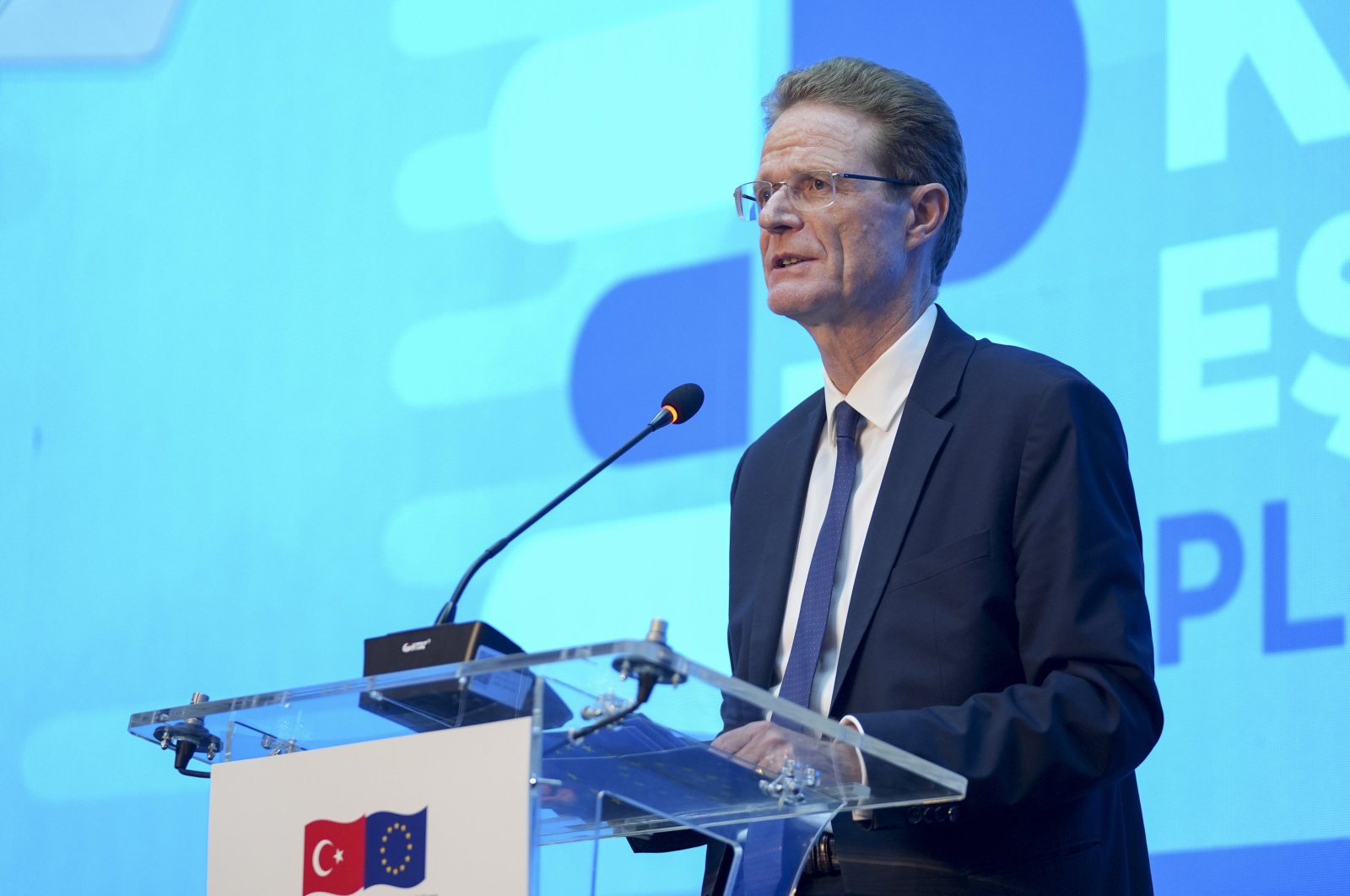 Nikolaus Meyer-Landrut, head of the EU delegation to Türkiye, speaks at an event, Ankara, Türkiye, May 29, 2024. (AA Photo)
