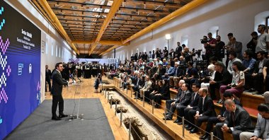 Anadolu Agency General Manager Serdar Karagöz delivers a speech at the first exhibition of the 10th year of the Istanbul Photo Awards organized by Anadolu Agency (AA) was held, Istanbul, Türkiye, June 10, 2024. (AA Photo)
