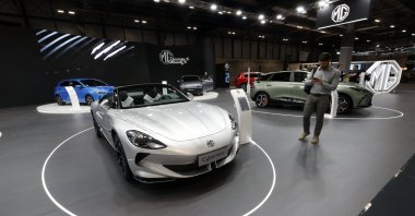 A model of MG Ciberster is displayed during the inauguration of the Madrid Car Experience motor show, Madrid, Spain, May 22, 2024. (EPA Photo)