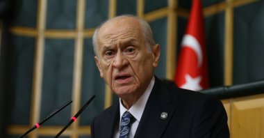 Devlet Bahçeli speaks at a parliamentary meeting of his Nationalist Movement Party (MHP) in the capital Ankara, Türkiye, June 11, 2024. (IHA Photo)