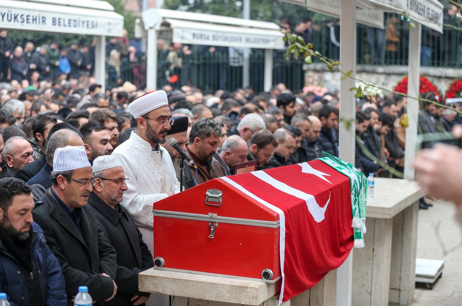 Mourners attend the funeral of Sinan Ateş, Bursa, northwestern Türkiye, Dec. 31, 2022. (AA Photo)
